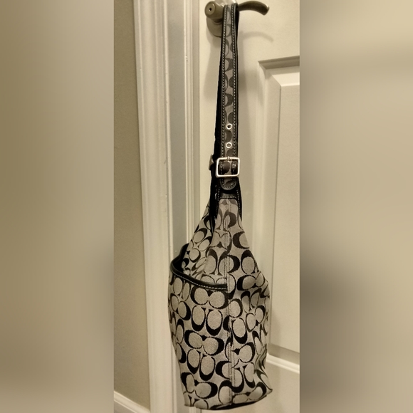 Coach Signature Patterned Black and Grey Handbag - Picture 4 of 12